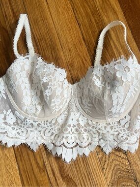 Victoria's Secret Lace Longline Bralette - Cream